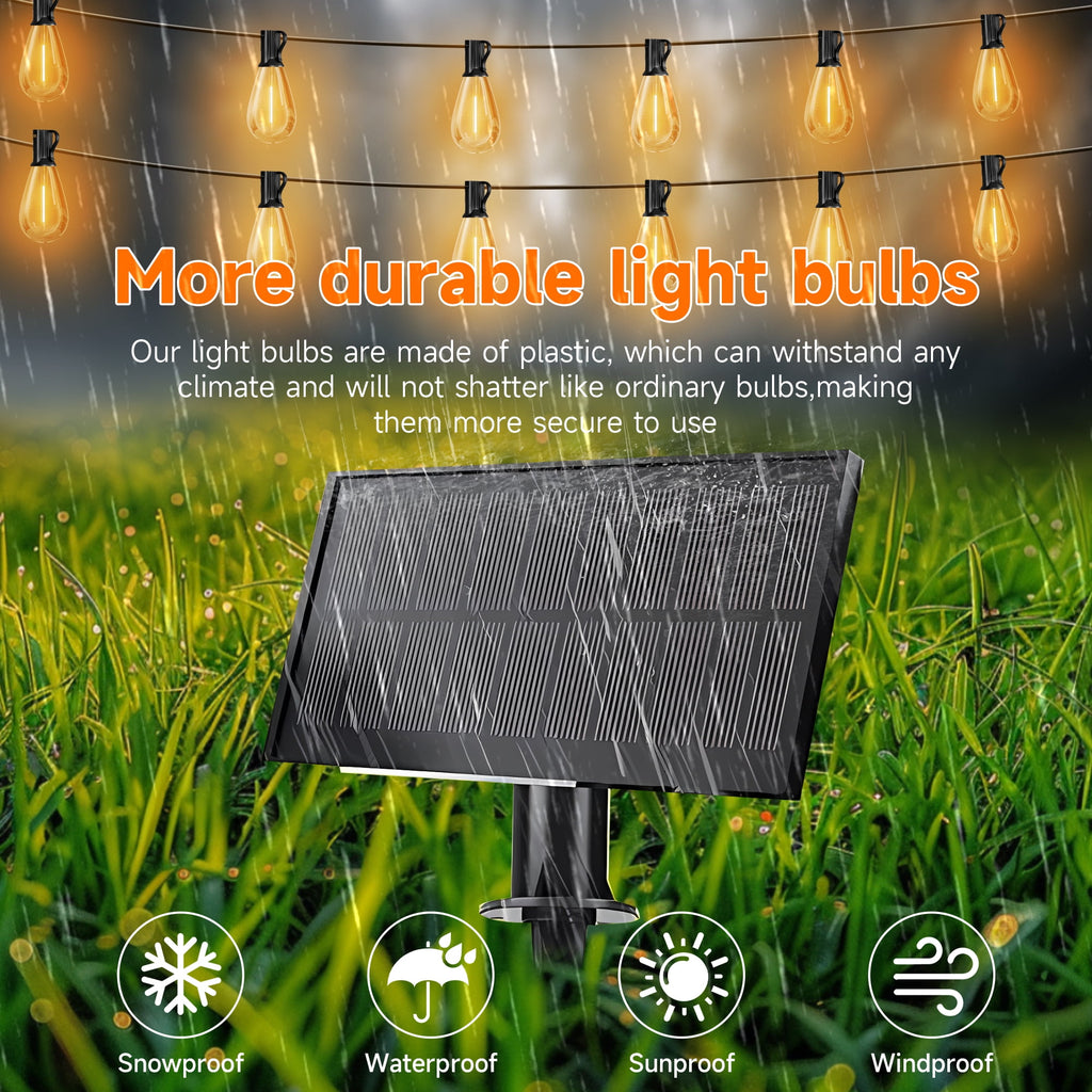 DAYBETTER 100FT S14 Solar Outdoor String Lights,2700K Waterproof Hanging Patio Lights for Backyard