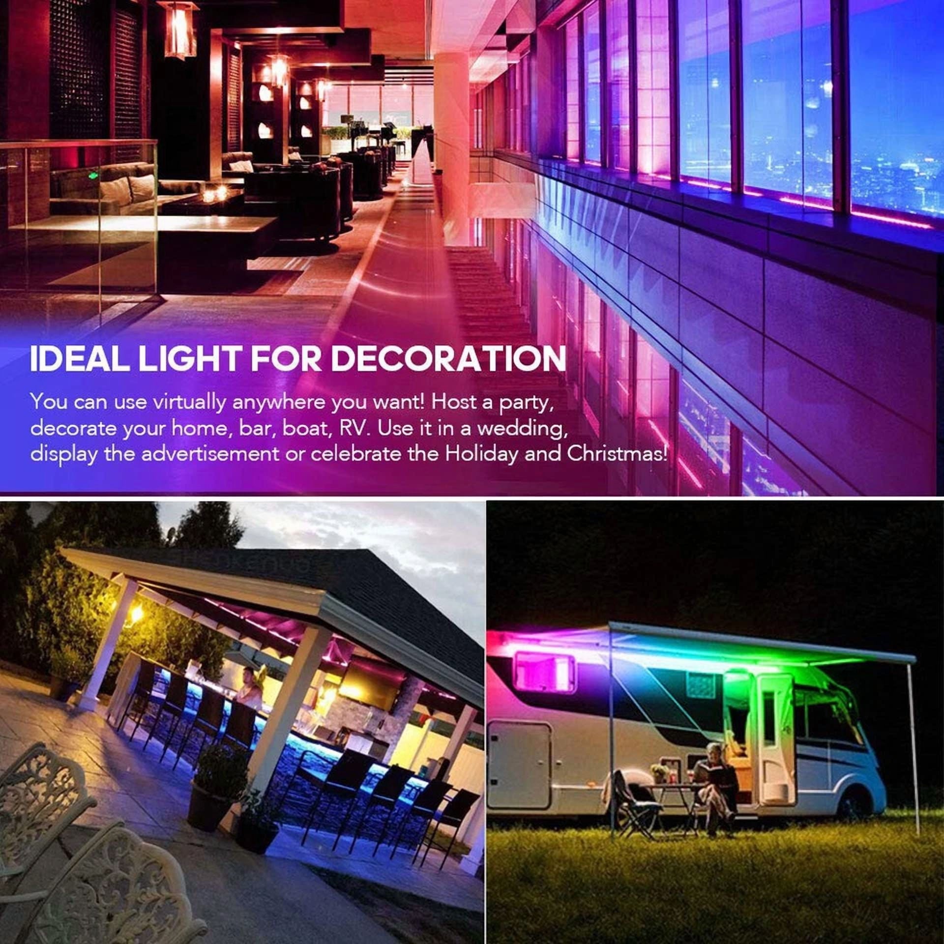 16.4Ft 2835 Super Bright Waterproof Rgb Color Led Strip Light Dc12V 2A W/5M Tape