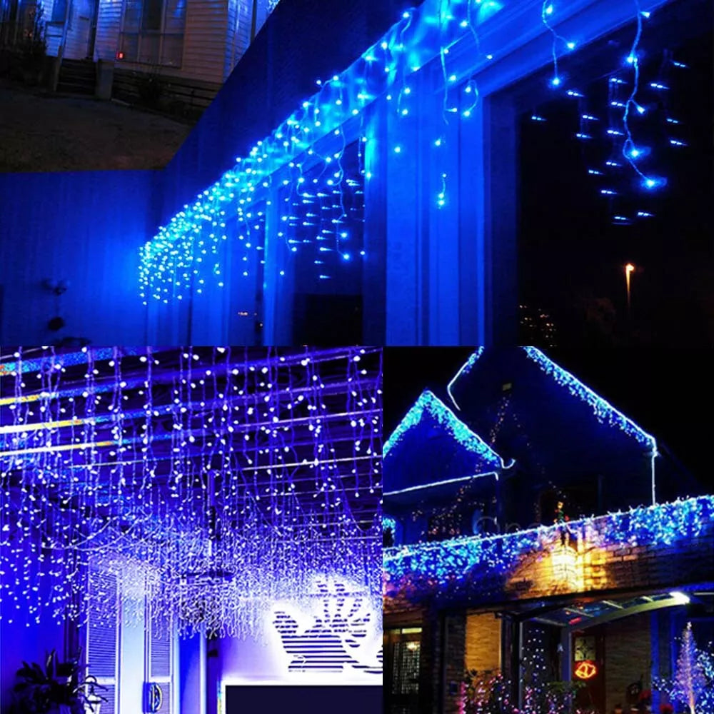 13Ft Led Fairy Icicle Light String Curtain Lights Christmas Party Decor Lights