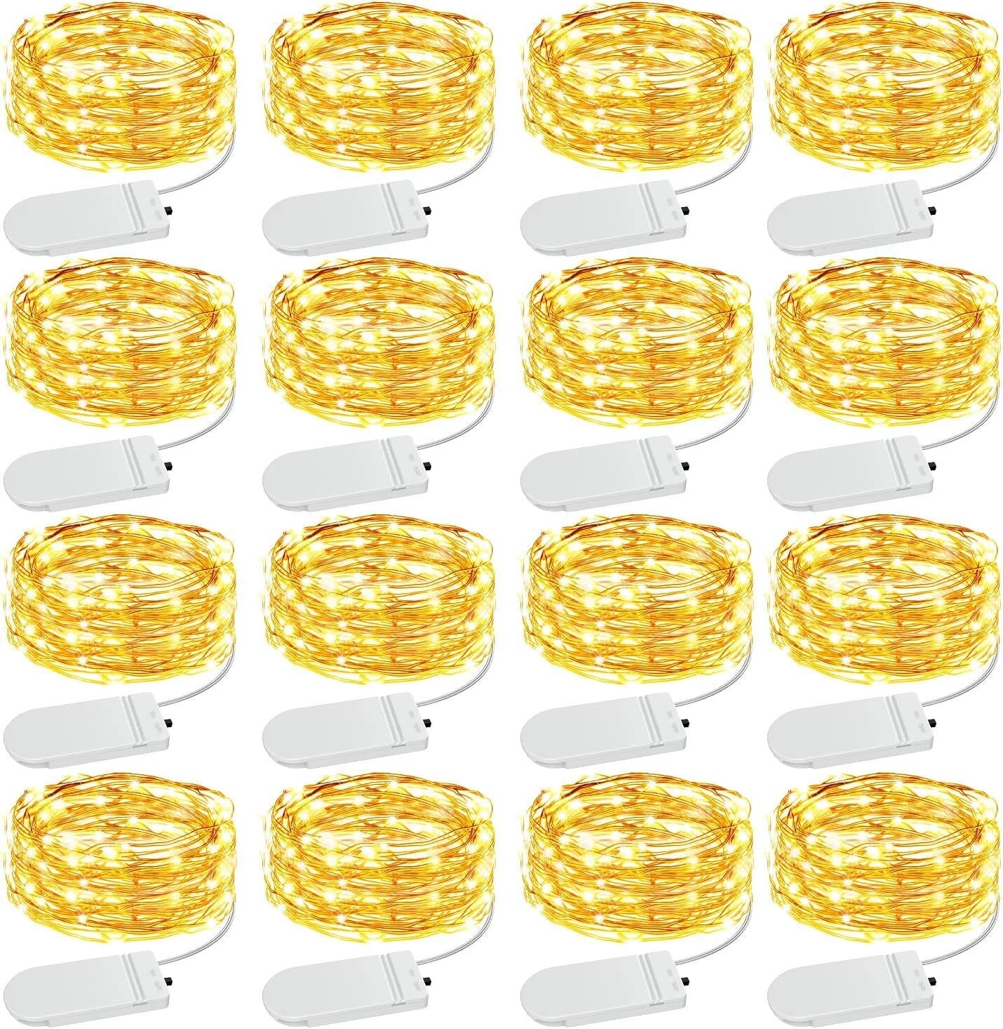 16 X Fairy String Lights Battery Operated Warm White 6.6Ft Halloween Xmas Decor