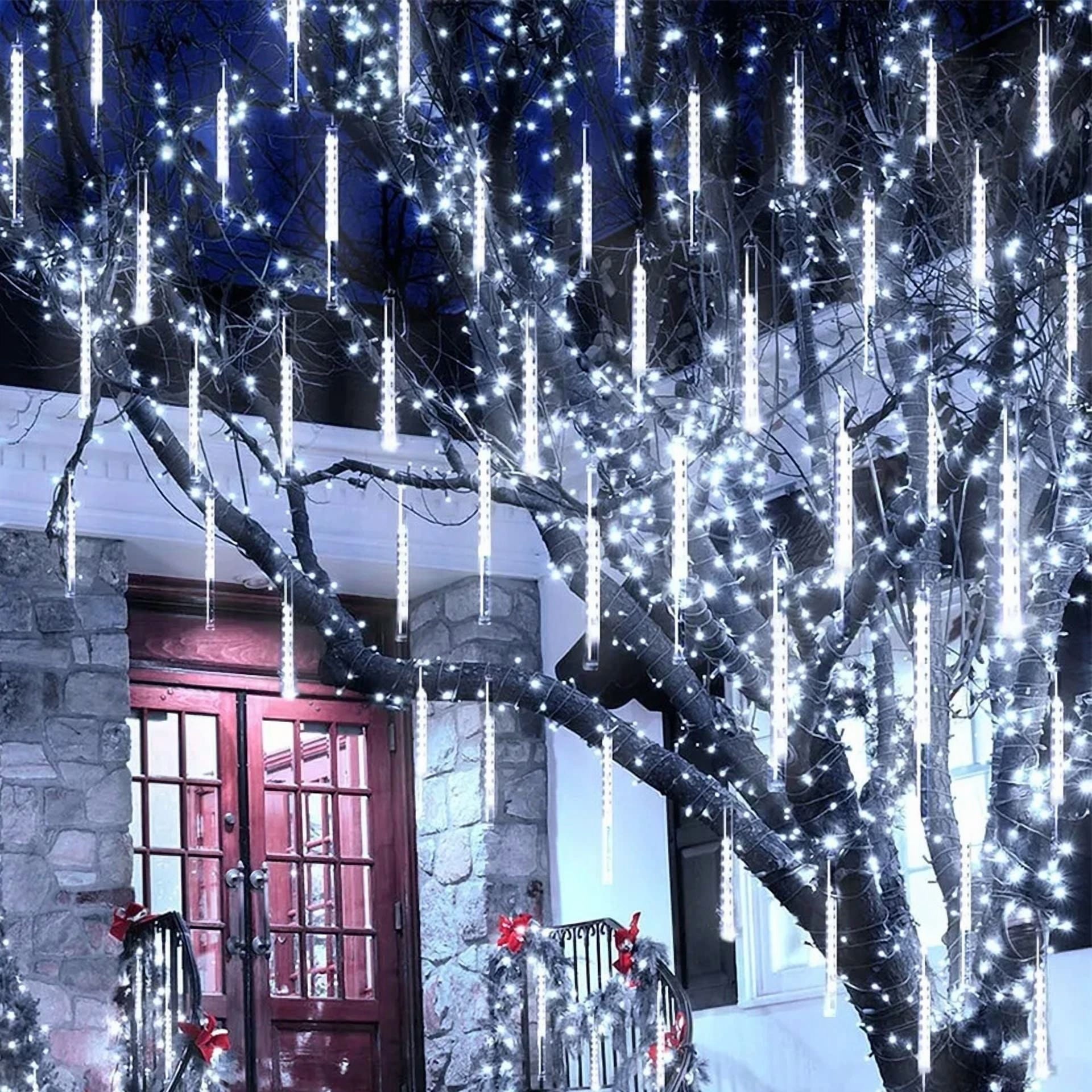 196 Led Outdoor Meteor Shower Lights Garden Tree String Light Xmas Party Decor