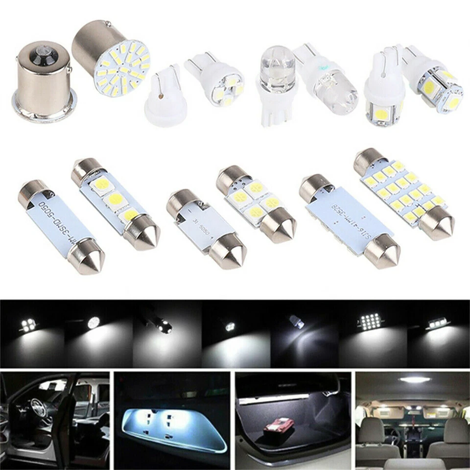14X Led Interior Lights Bulbs Kit Dome License Plate Lamp Bulbs Car Accessories