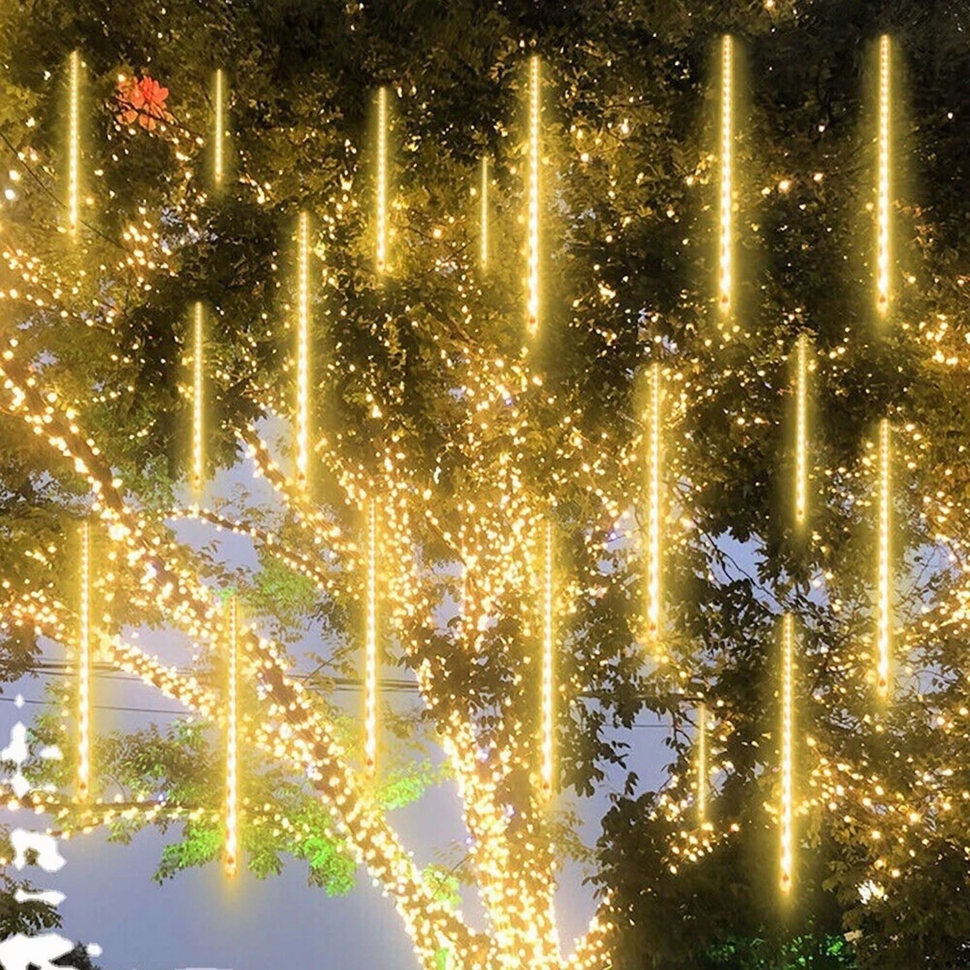 192 Led Meteor Shower String Lights Garden Falling Rain Light Xmas Party Decor