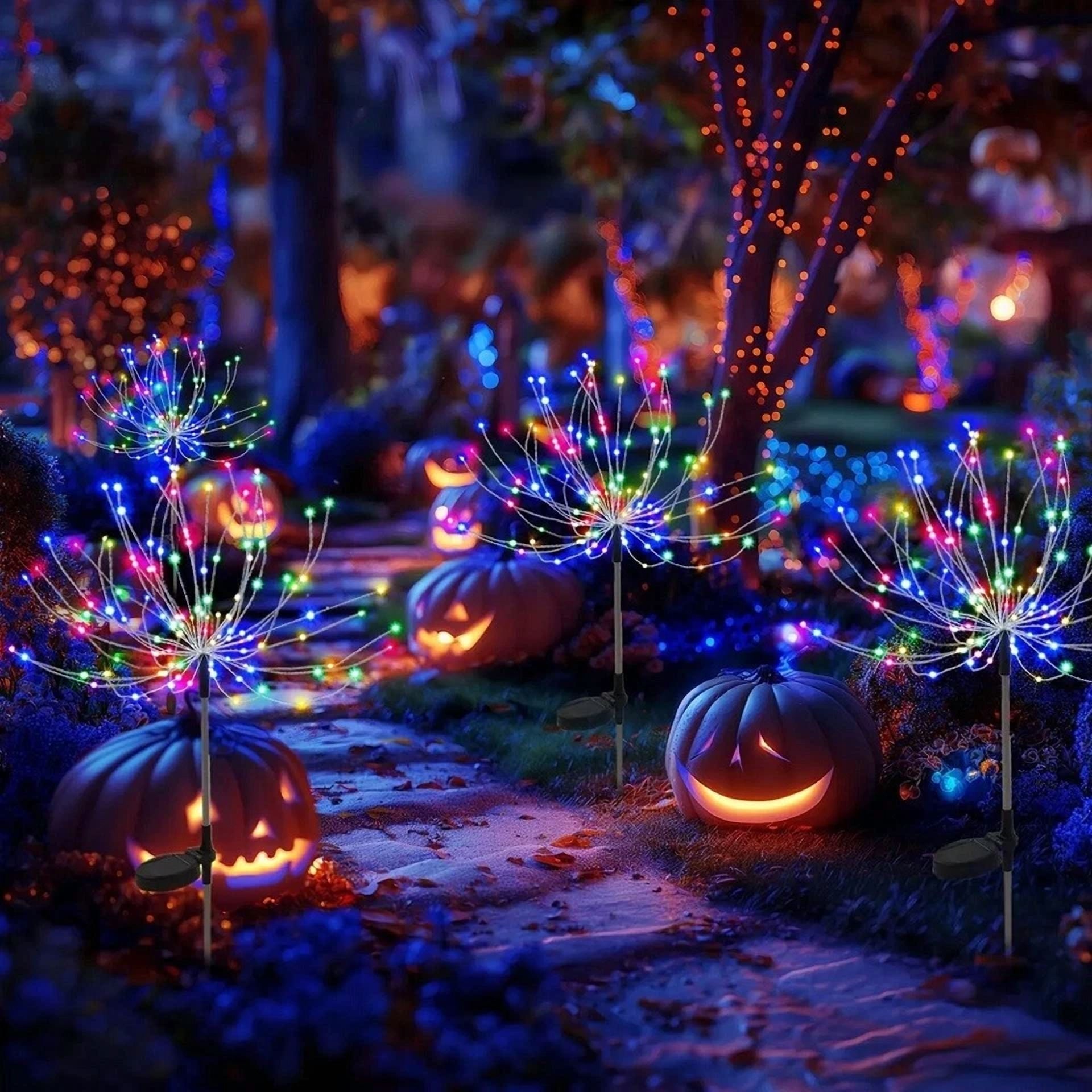 150 Led Solar Firework Lights Outdoor Waterproof Path Lawn Garden Decor Lamp