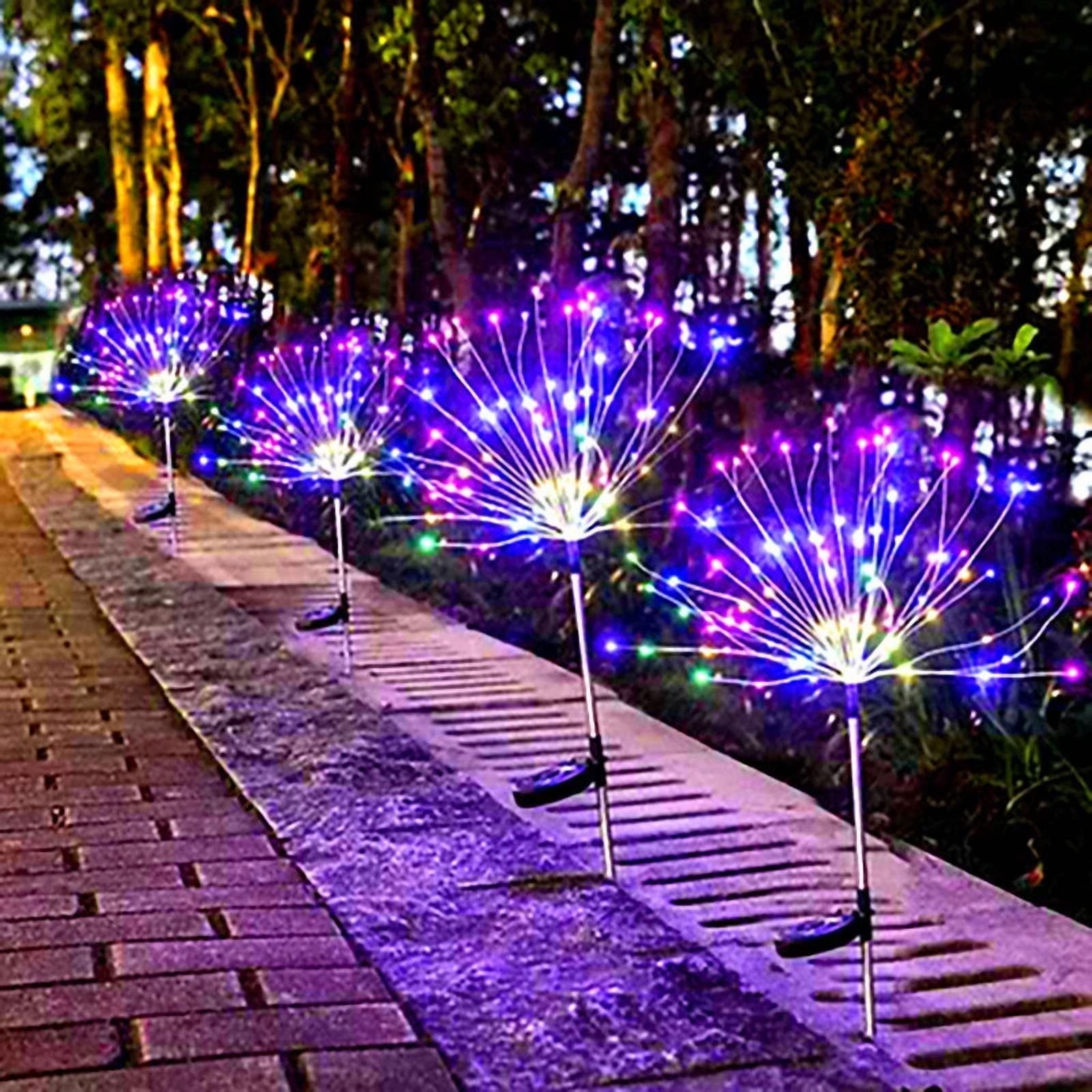 150 Led Solar Firework Lights Outdoor Waterproof Path Lawn Garden Decor Lamp