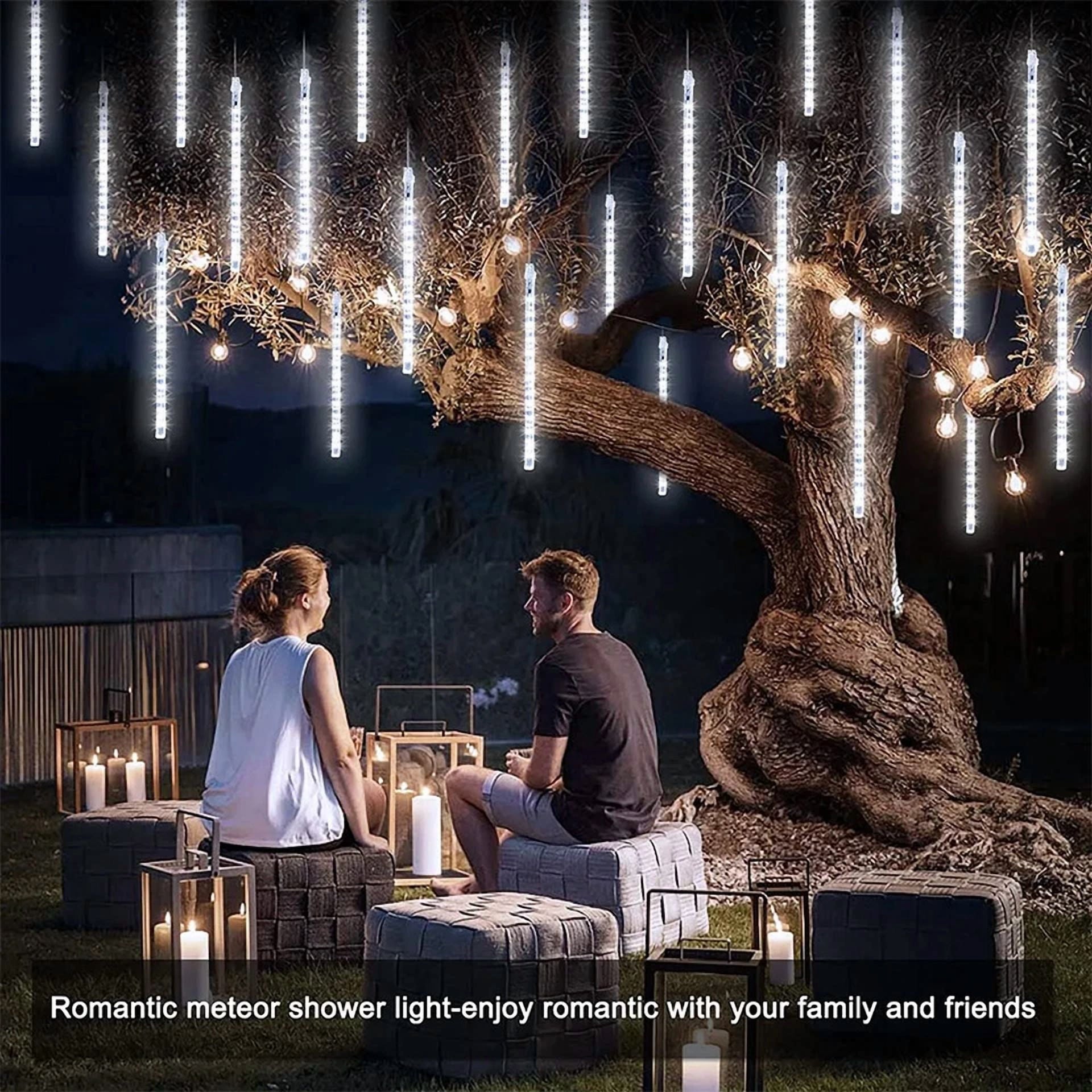 196 Led Outdoor Meteor Shower Lights Garden Tree String Light Xmas Party Decor