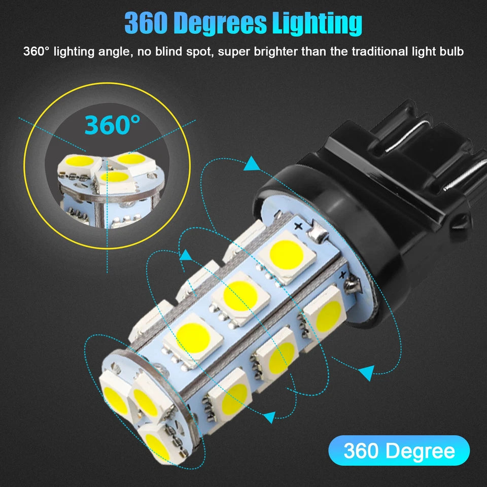 10Pcs 3157 3156 18-Smd Reverse Brake Stop Turn Signal Tail Led Light Bulbs White