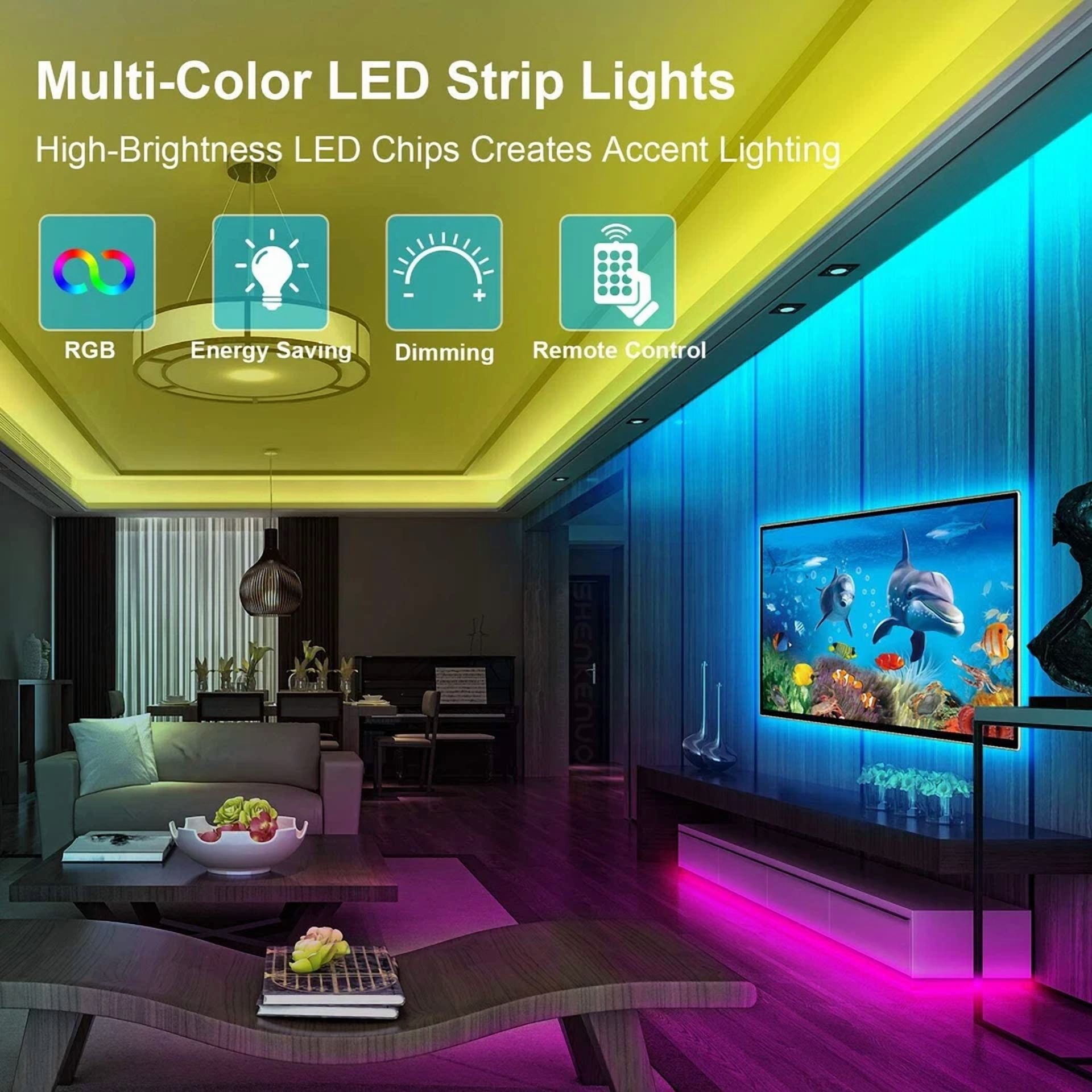 16.4Ft 2835 Super Bright Waterproof Rgb Color Led Strip Light Dc12V 2A W/5M Tape