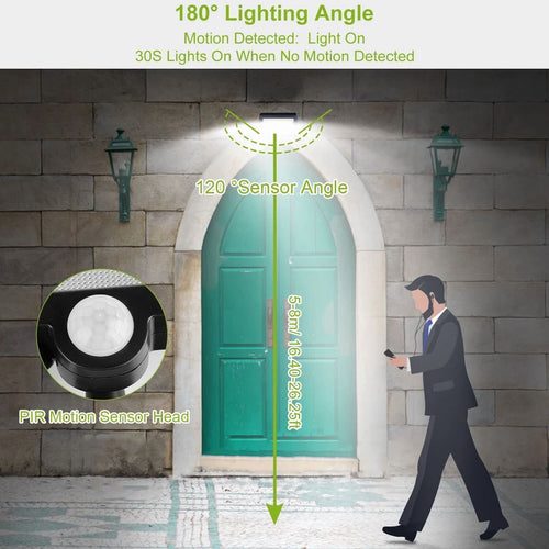 100 Led Solar Powered Wall Light Motion Sensor Outdoor Garden Flood Light Ip65