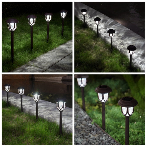 10 Pack Solar Lights Outdoor Decorative, Solar Pathway Lights Outdoor, Solar Powered Garden Yard Lights for Walkway Sidewalk Driveway. (Matte Black, Cool White)