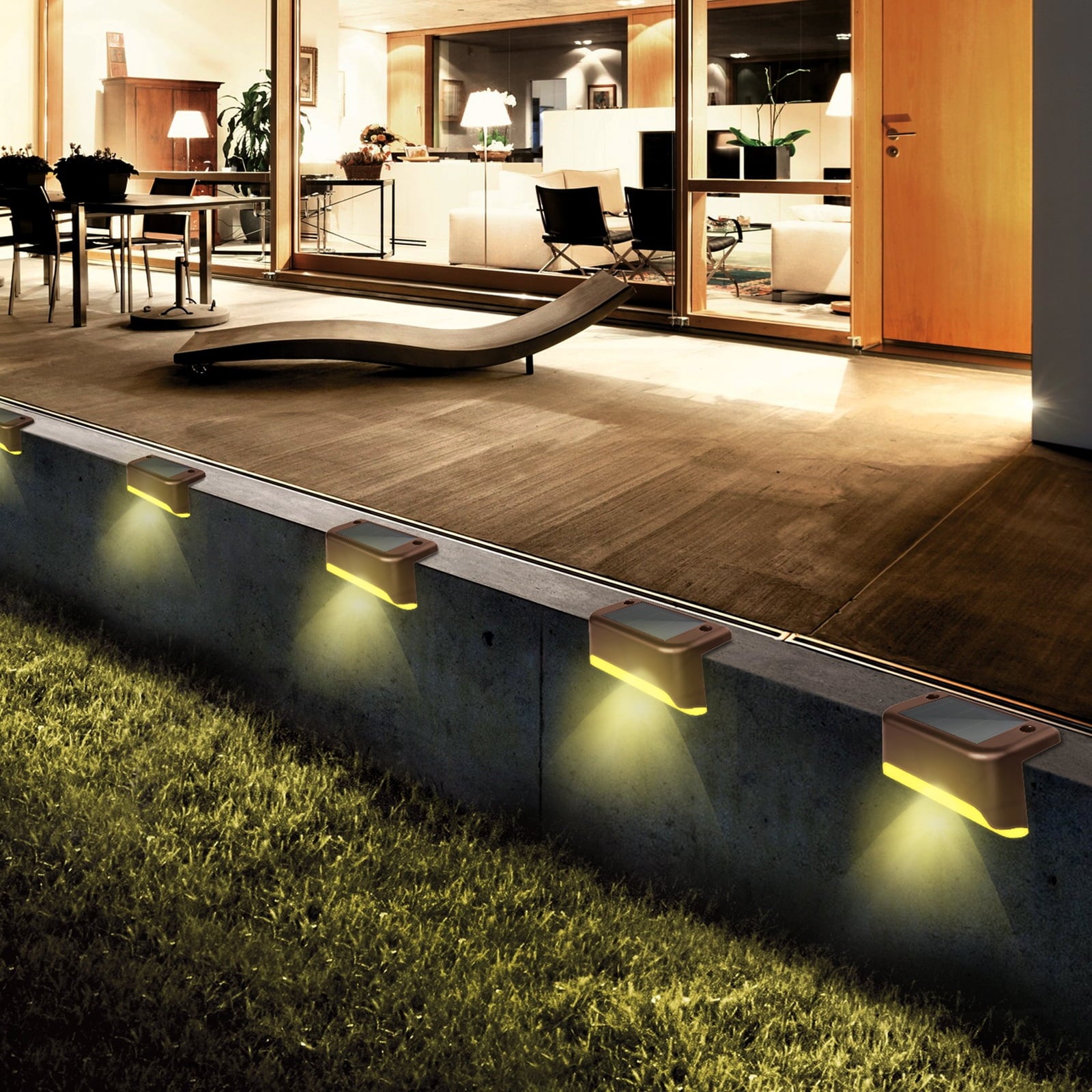 16PCS Outdoor Solar Deck Lights, Waterproof Solar Step Lights, LED Solar Lights for Outdoor Stairs Fence Yard Patio Railing Garden Pathway Christmas Decoration Lights(Brown-Warm White)