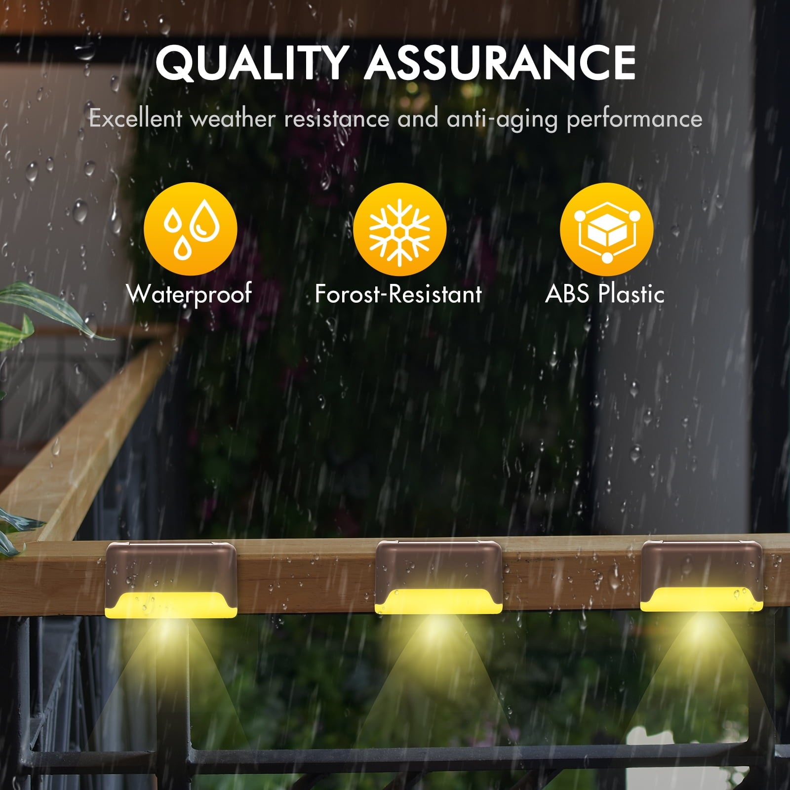 16PCS Outdoor Solar Deck Lights, Waterproof Solar Step Lights, LED Solar Lights for Outdoor Stairs Fence Yard Patio Railing Garden Pathway Christmas Decoration Lights(Brown-Warm White)