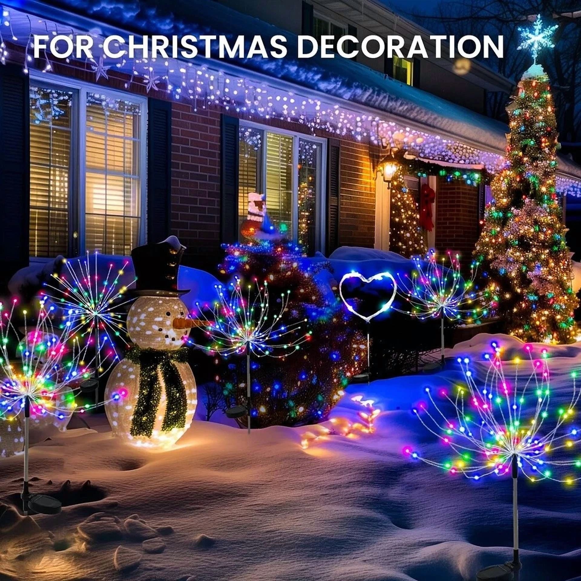 150 Led Solar Firework Lights Outdoor Waterproof Path Lawn Garden Decor Lamp
